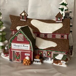 Dept 56 Harper’s farm Holiday Village House - Red and White